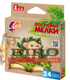 Creioane colorate cerate 24 culori, hexagon, ZOO